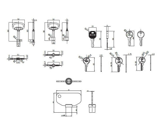 Brass Black Powder Coated Key with Standard Quarter Turn Cams - Image 2