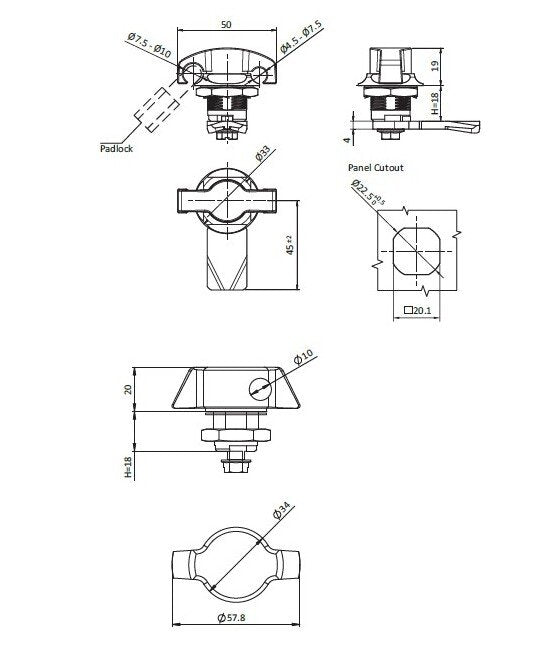 Chrome Plated Dual Padlock Hole Quarter Turn Lock by All Electronics Hardware - Image 2