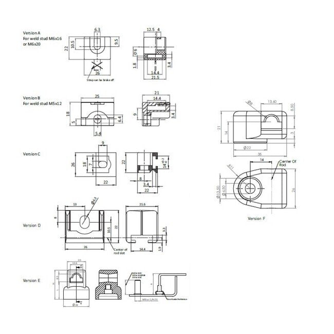 Polyamide Rod Guide with M5 x 16 Stud Size, Version B - All Electronics Hardware - Image 2