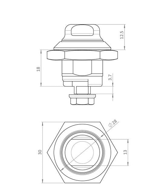 Hygienic Quarter Turn Locks - Stainless Steel SW13 Insert - Image 2