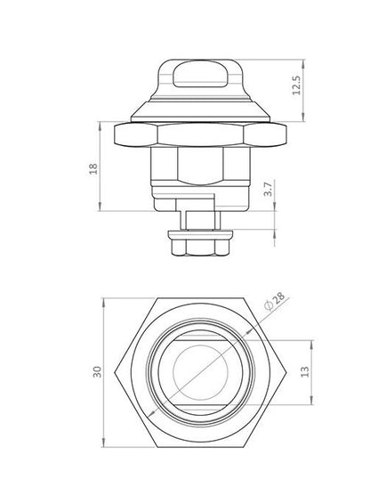 Hygienic Quarter Turn Locks - Stainless Steel SW13 Insert - Image 2