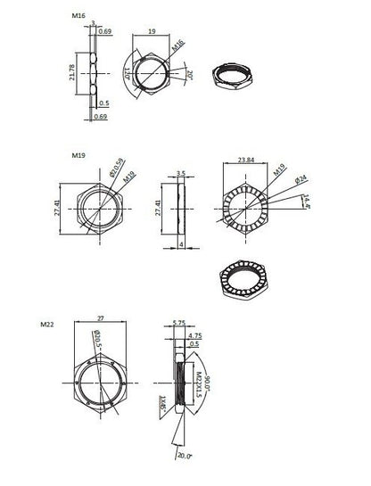 All Electronics Hardware M22 x 1.5 Thread Size Die-Cast Zinc Lock Nut with Serrated Ground, Pack of 10 - Image 2