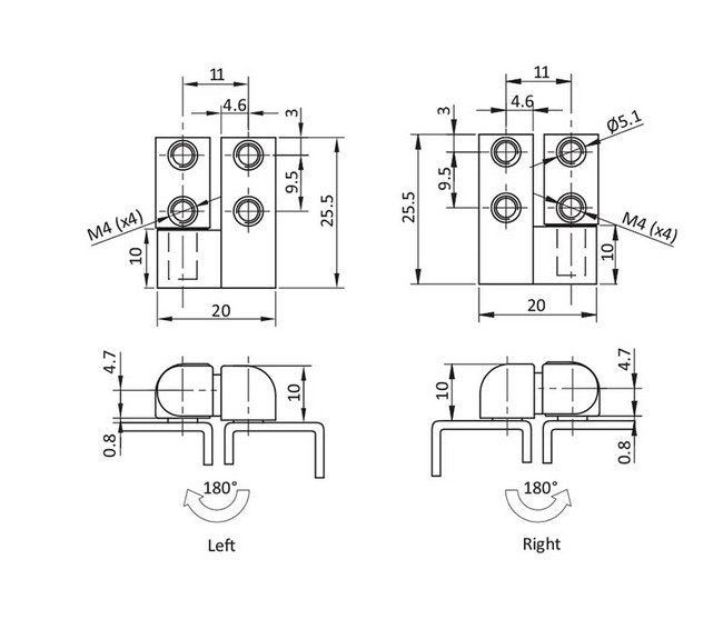 All Electronics Hardware M4 Screw-On Hinge - Right Orientation - Image 2