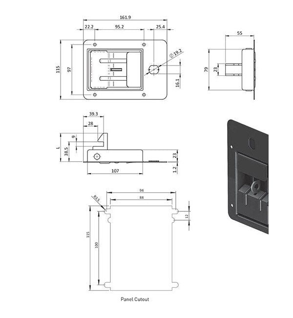 Industrial Secure 55mm Slam to Close Paddle Latch - All Electronics Hardware - Image 2