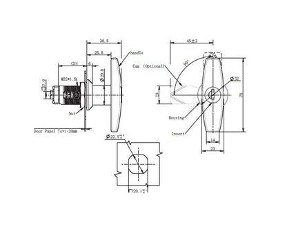 18 GH Key Locking T-Handle Quarter Turn Lock, Chrome Plated - Image 2
