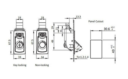 All Electronics Hardware Black Rectangular Slam Latch - Image 2
