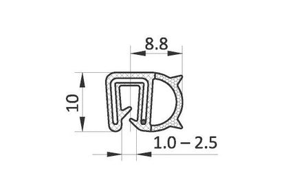 EPDM Clamping Edge Protector | 1.0-2.5mm Clamp Range, Black - Image 2