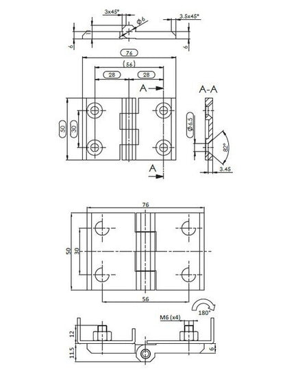 M6 316 Stainless Steel Countersunk Screw-On Hinge - Image 2