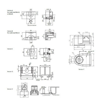 Industrial M6 x 16 Stud Size A Version Flat Rod Guide - Image 2