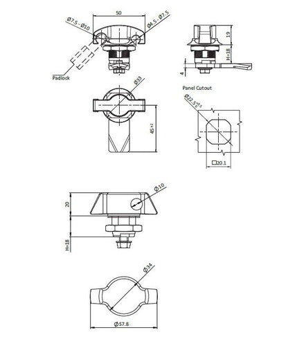 Stainless Steel Dual Padlock Hole Quarter Turn Lock - Image 2