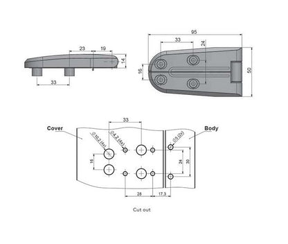 Heavy-Duty Black Powder Coated HVAC Hinge - Image 2