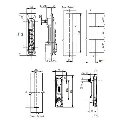 FH751 4-Pin Cam Control Combination Lock Swing Handle - Image 2