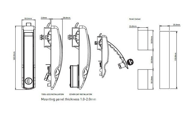 FH2233 Keyed Dust Cap Cam Control Cylinder Lock Lever Handle - Image 2