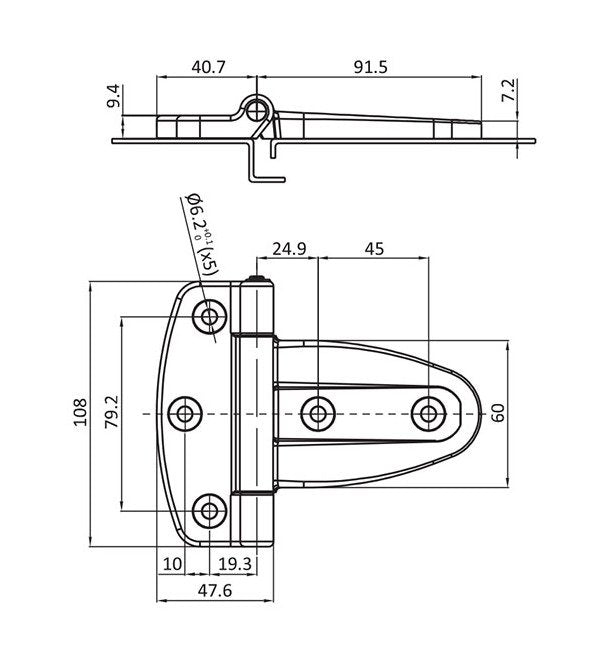 Heavy-Duty Black Screw-On Hinge - All Electronics Hardware K Series - Image 2