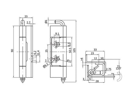 All Electronics Hardware Mild Steel Concealed Hinge - Zinc Plated Lift Off | Right and Left - Image 2