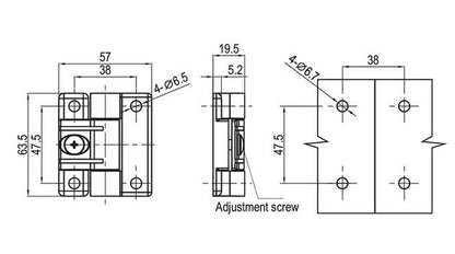 Large Round Screw Hole Black Friction Hinge - All Electronics Hardware - Image 2