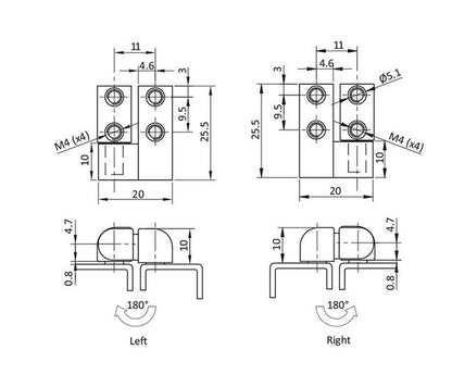 All Electronics Hardware M4 Screw-On Hinge - Left Orientation - Image 2