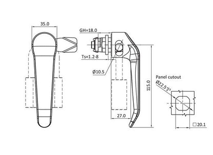 All Electronics Hardware Die-Cast Zinc Black L-Handle Quarter Turn Lock - Image 2