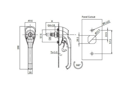 FH333 316 Stainless Steel L-Handle Quarter Turn Lock with Defeater Function - Image 2
