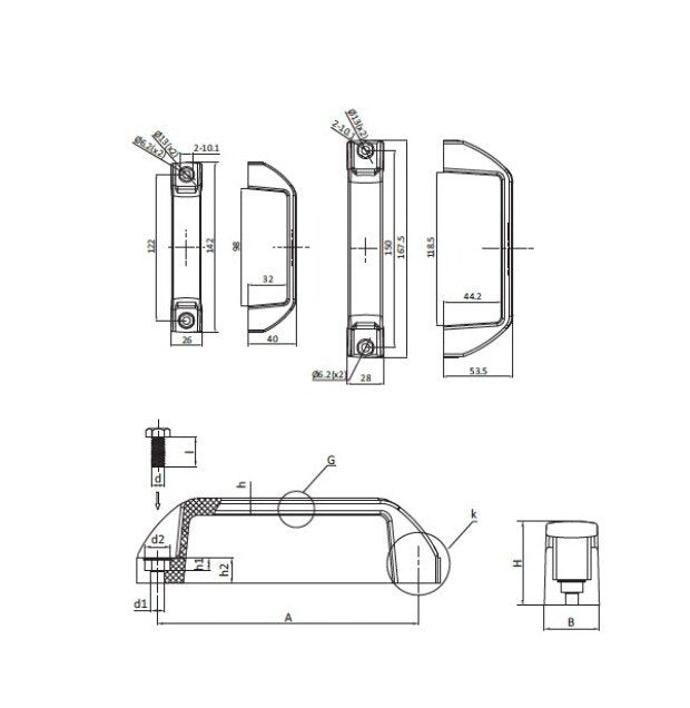 122.0mm Polyamide U Shape Handle for Industrial Applications - Image 2