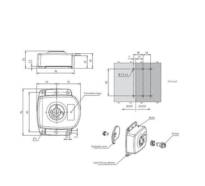 HVAC Lock: Die Cast Zinc Black Powder Coated Body Finish, 5 x 10 Slot Insert - Image 2