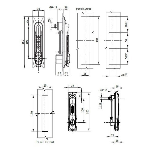 FH333 4-Pin Keyed Cam Control Combination Lock Swing Handle - Image 2