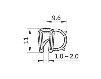 EPDM Black Edge Sealing Profile & Protector - 1.0-2.0mm Clamp Range - Image 2