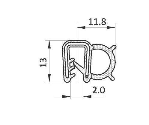 2.0mm Black Edge Sealing Profile & Protector with Wire Clamp - Image 2