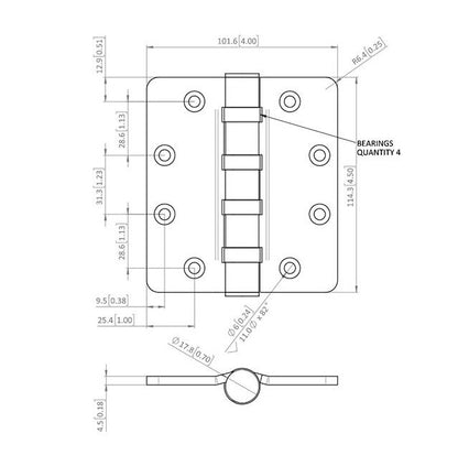 Stainless Steel Stamped Metal Hinges, 316SS, Front Fastening - Image 2
