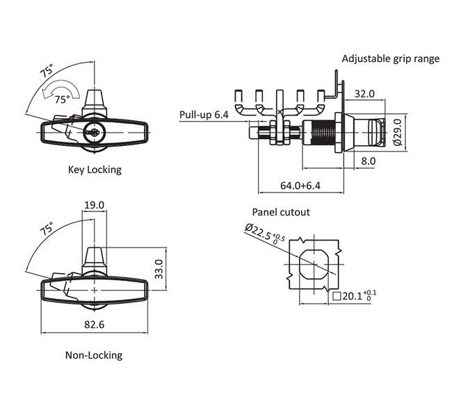 Offset Cam T-Handle Compression Latch 68.3mm Grip Range - Image 2