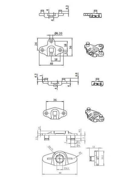 Die-Cast Zinc Three Point Cam Adapter with Reverse Side Cam Mounting - Image 2