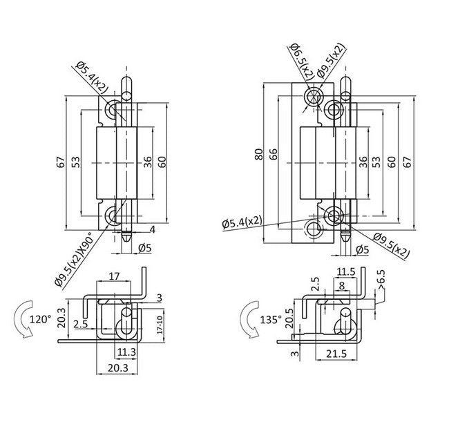 21.5 Inch Stainless Steel 304 Concealed Hinge for Industrial Panels - Image 2