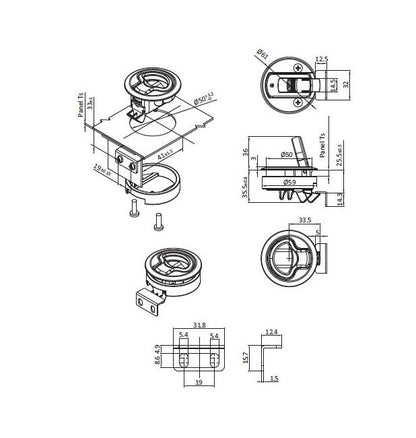 12-17mm Panel Thickness Non-Locking Acetal Gray Slam Latch - Circular Slam Latches - Image 2