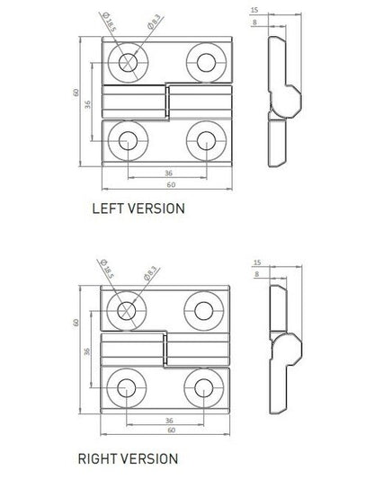 All Electronics Hardware Left Chrome Plated Screw-On Hinge - Image 2