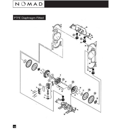 NOMADÂ® PWR-FLOâ¢ AODD Pump, Aluminum, 3" BSP, GarlockÂ® - NEO BACKED Diaphragm - Image 2