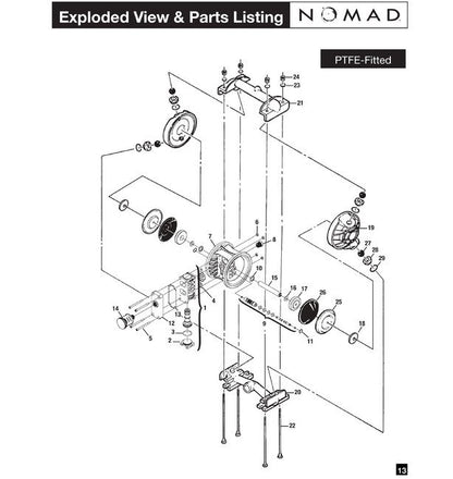 NOMAD PWR-FLO 1" Aluminum AODD Pump with PTFE Diaphragm - Image 3
