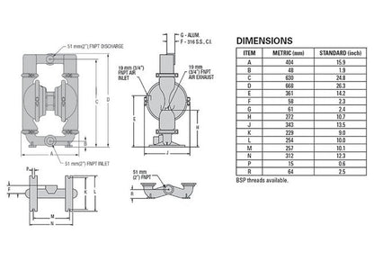 NOMAD® 2" BSP Clamped Stainless Steel AODD Pump with PTFE Diaphragms - Image 4
