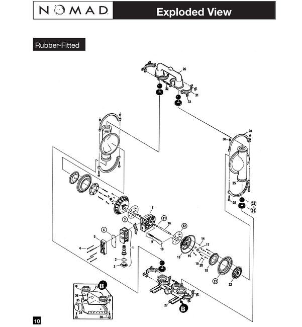 NOMAD PWR-FLO 3" NPT AODD Pump - Ductile Iron with Viton/FKM Diaphragm - Image 2