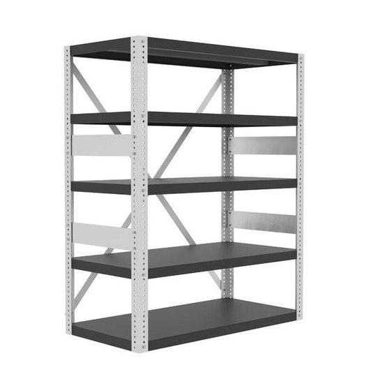 Commercial Grade Heavy Duty Shelving Unit with 6 Ivory Tilt Bins - Image 1
