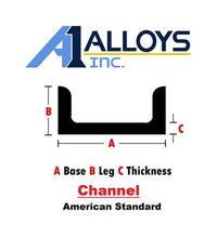 Aluminum 6063 T52 Channel, 0.75 x 1.5 x 0.125 x 72 Inch