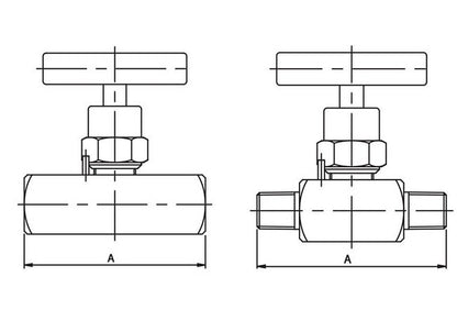 Stainless Steel T-Handle Mini Needle Valve - Male x Female, 1/4 x 1/4 in - Image 2