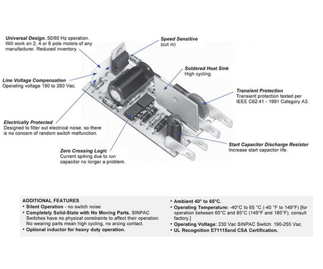SINPAC® 2VR Series Dual Voltage Switch for 230 VAC Motors - Image 4