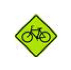 W-Series Fluorescent Yellow-Green Warning Sign for Bike Paths and Roads - Image 1