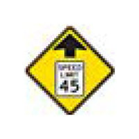 W-Series Yellow Warning Sign, Black and White, 36x36/48x48 in