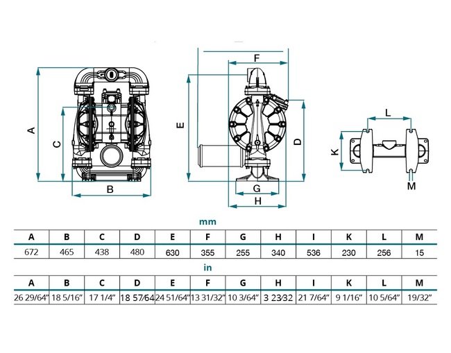SAMOA Metal Air Operated Double Diaphragm Pump UP20-A - Image 2