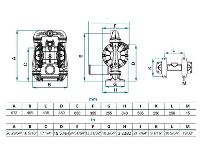 SAMOA Metal Air Operated Double Diaphragm Pump UP20-A - Image 2
