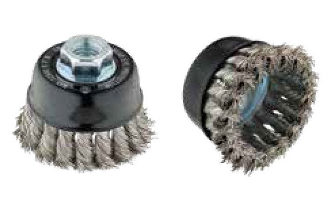 Tanis® Stainless Steel Twisted Knot Cup Brush, 2-3/4" Diameter, 0.020" Wire Size - Image 1