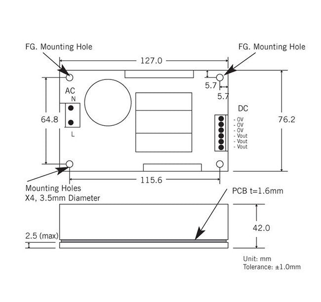 75W Single Output Open Frame Switching Power Supply - Image 2