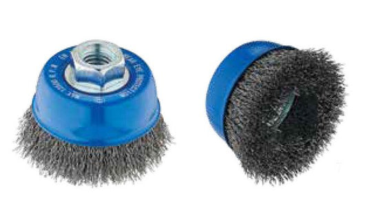 Tanis 3" Carbon Steel Crimped Wire Cup Brush - Image 1