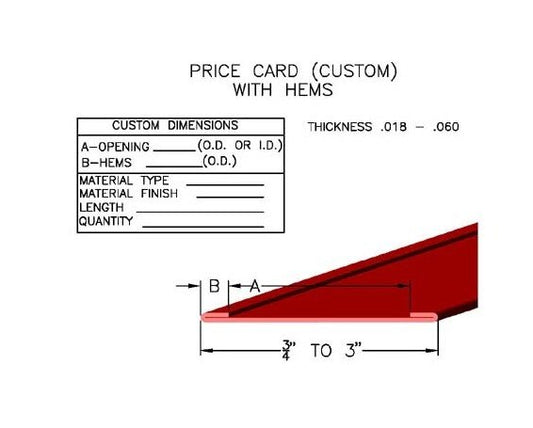 Custom Price Card Moulding with Hems - Image 1